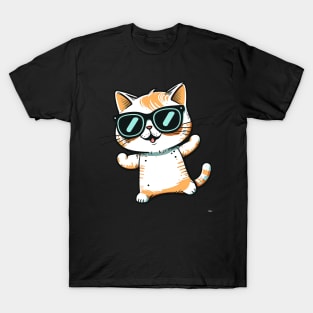 Cute ginger cat wearing sunglasses T-Shirt